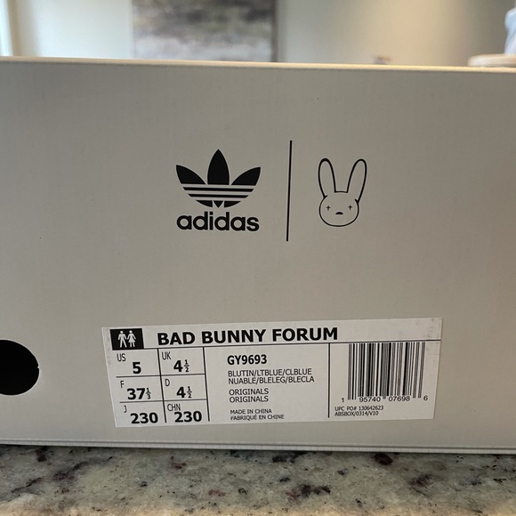 Size 5 Men - adidas Forum Buckle Low x Bad Bunny Blue Tint - GY9693 - Picture 2 of 4